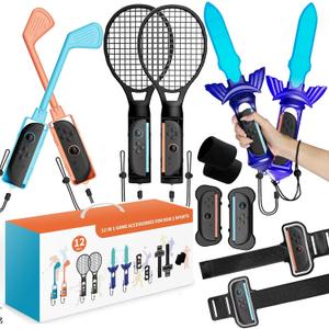 2025 Nintendo Switch 2 Sports Accessories 12 in 1 Bundle Designed for Switch Sports, Mario Golf Super Rush, Mario Tennis Ace, Just Dance, Ring Fit Adventure - Ideal Accessory for Nintendo Switch 2 Gamers Joy Con 2 Compatible Only for Switch 2