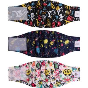 CuteBone Dog Diapers Male Washable Belly Band for Male Dogs Wraps Black 3pcs a Pack DM54XS (XS(9"-11"))