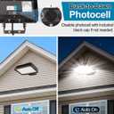 150W LED Flood Light with Dusk-to-Dawn Photocell, 5000K Daylight 100-277V IP65 Waterproof, 130lm/W, 150W/100W/75W Adjustable, LED Parking Lot Light with Trunnion Mount, ETL