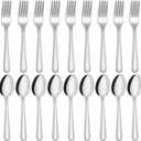 Unokit 24-Piece Spoons and Forks Set Silverware Set - Forks and Spoons Food Grade Stainless Steel Silverware for Home, Kitchen and Restaurant, 12-Fork and 12-Spoon, Mirror Polished&Dishwasher Safe