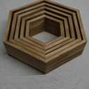 PHOENANCEE Hexagon Floating Shelves,Honeycomb Shelf Set of 5,Octagon Shelves Wall Mounted Hanging Storage Cube Wood for Bathroom Kitchen Bedroom Living Room Office Home (Rustic Carbonized Black)