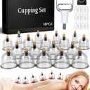 Cupping Kit, Cupping Therapy Sets Massage Back, Pain Relief, Physical Therapy, Chinese Muscle Cupping Tool with Pump & Vacuum Silicone Cups for Cellulite Reduction at Home, 18 Cups+12 Magnets+1 Extension Tube+1 Hand Pump