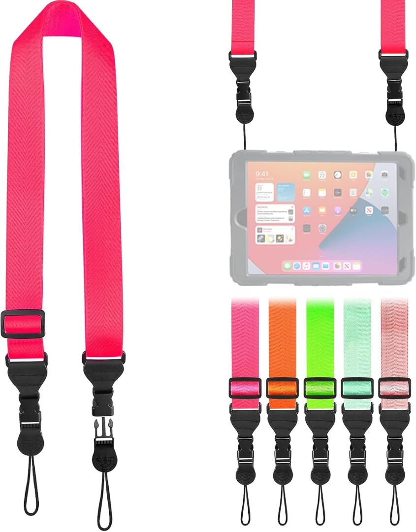 Nylon iPad Strap, Adjustable Camera Neck Strap, Comfortable Shoulder Strap for iPad, Cellphone Tablet, Camera, Laptop, Binocular, Luggage Bag(Pink Universal Neck Lanyard) (Fuchsia)