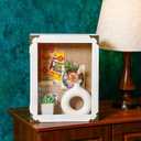 Cinnvoice 11x14 Inch Shadow Box Depth 4.7in Shadow Boxes Display Cases with Cork Board Backing Rustic Burnt Wood Box for Flowers Bouquet Wedding Picture Photo and Keepsake (White)