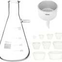 QWORK 1000ML Buchner Funnel Kit Filter Flask Set, 1L Vacuum Flask 80mm Funnel, Borosilicate Glass Heavy Wall Filtering Flask