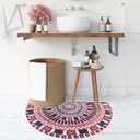 Semi Round Boho Bathmat Sun and Moon Fun Bath Mat Non Slip Washable Bathroom Decor Half Circle Bohemian Home Floor Doormat Semicircle Indoor Rug (Boho Eye, Short Pile)