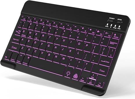 Backlit Bluetooth Keyboard Small Portable Wireless Keyboard Rechargeable Illuminated for Android Samsung Tablet Cell Phone Smartphone iPad A16 11th 10th Generation iPad Pro Air Mini iPhone (Black)