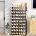 Kitsure Shoe Rack for Closet - 10-Tier Shoe Organizer with Hook Rack, Large-Capacity & Space-Saving Shoe Shelf for Entryway, Bedroom, Living Room,32.2" x 11.8" x 68.5", Black