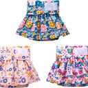 CuteBone Female Dog Diapers with Skirts 3 Pack Reusable Puppy Dresses Pants for Heat Cycle Period QBD11M