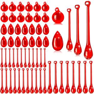 Vercraft 100 Pcs Christmas Tree Ornaments Clear Acrylic Hanging Teardrop Ornaments 5 Styles Christmas Crystal Chandelier Pendant Crystals for Centerpieces Chandelier Wedding Decor (Red)