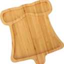 TJ POP Christmas Bell-Shaped Bamboo Serving Platter, Holiday Decorative Jingle Bell Candy Snack Tray, 10 x 9 Natural Wood Serving Tray Cute Charcuterie Board for Cheese, Cookies & Festive Displays