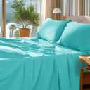 SONORO KATE 100% Egyptian Cotton Sheets Set - 1000 High Thread Count, Luxury 5-Star Hotel Sateen Bed Sheets, Soft, Breathable Long Staple Sheets, Fit up to 16" - 4 PC (Seafoam,Queen)