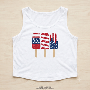 Womens Sleeveless Tank Top American Flag, XS, White