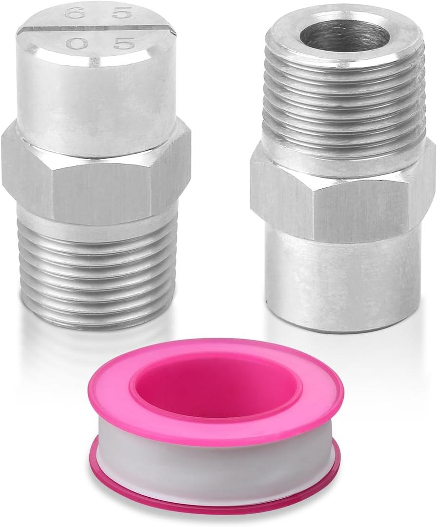 Flat Fan Spray Nozzle Tip, 3/8 BSPT Thread 304 Stainless Steel 65 Degree 1.4mm Orifice Diameter High Pressure Jet Nozzle (2 Pcs)