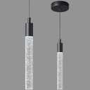 Modern Kitchen Island Pendant Light Dimmable LED Black Finish Mini Crystal Pendant Lighting Bedroom Bedside Table Small Pendant Lights（1-Pack）