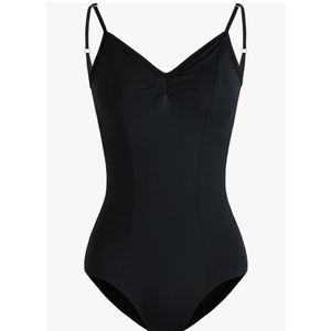 HROYL Women's Camisole Ballet Dance Leotard with Adjustable Straps Classic Sleeveless Dancewear,C11-Pitch Black, L