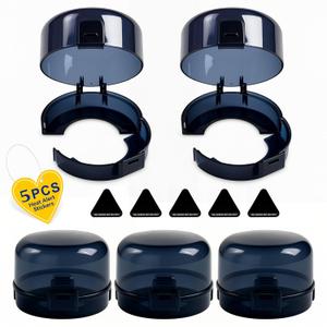 Stove Knob Safety Covers, 5Pcs Fits 90% Oven/Stove 5 Heat Alert Stickers Oven Knob Covers for Child Safety, 2nd Gen Kitchen Burner Childproofing, Gas Stove Knob Locks for Kid Baby Pet (Black)