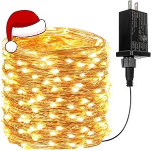 66Ft 200 LED Fairy Lights Plug in, Waterproof String Lights Outdoor & Indoor 8 Modes Christmas Light Bedroom Decor, Timer Twinkle Lights for Girl's Room Garden Party Christmas Decorations (Warm White) (1 Pack(200LED))