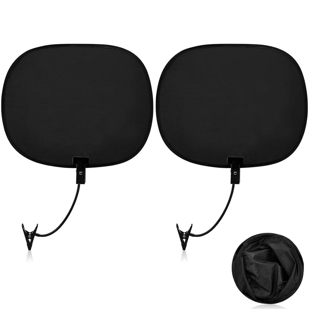 Amylove 2 Pcs Laptop Sun Shade, Laptop Visor for Working Outside with Flexible and Adjustable Clips Stand Shade Cover for Notebook Portable Computers Beach Chairs, Pets and Strollers (Black)