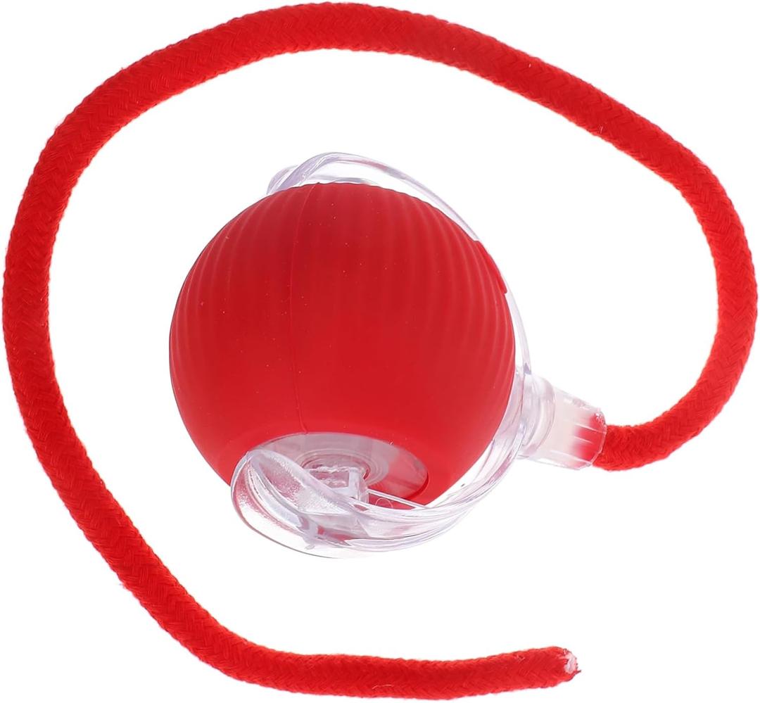 Interactive Automatic Rolling Cat Ball Toy with Rope, 360° Electric Self-Moving Pet Ball for Indoor Cats, Red Interactive Dog Toy for Exercise and Play