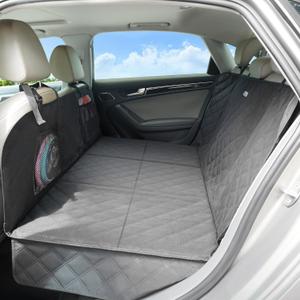 ALLANSING Back Seat Extender for Dogs- Hard Bottom Car Seat Cover for Pets, Heavy-Duty 900D Waterproof Non-Slip Dog Hammock for Most Cars, SUVs, & Small Trucks (Black, Regular)