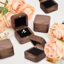 6 Pcs Square Wooden Ring Boxes for Wedding Ceremony Mini Engagement Gift Holder Single Slot Small Storage Box (Black)
