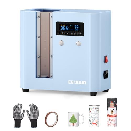 EENOUR Auto Tumbler Heat Press Machine - Seamless Automatic Rotation Full Print Heat Press with Pressure Setting, 4 Memory Modes, Even Heating for 11-32oz Sublimation Tumblers, Mug, Glasses (Blue)