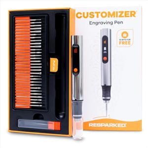 Resparked Customizer Engraving Pen Ultimate Cordless Portable Tool for Artists & DIYers - Engrave 50+ Surfaces - Beginner Friendly - Rechargeable - Free 30 Bits & Mastery Guide