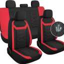 3D Air-Mesh Car Seat Covers Full Set, Breathable and Split Bench Compatible Seat Covers for Cars, Universal Car Interior Covers for Most Cars Sedan Truck SUV(Black/Red)