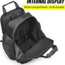 Tool Backpack Bag, Heavy Duty Tool Organizer for Electrician/Contractor/Plumber HVAC, Large Front Flap Fits 15" Laptop, Professional Tool Storage Backpack for Men & Women, Black