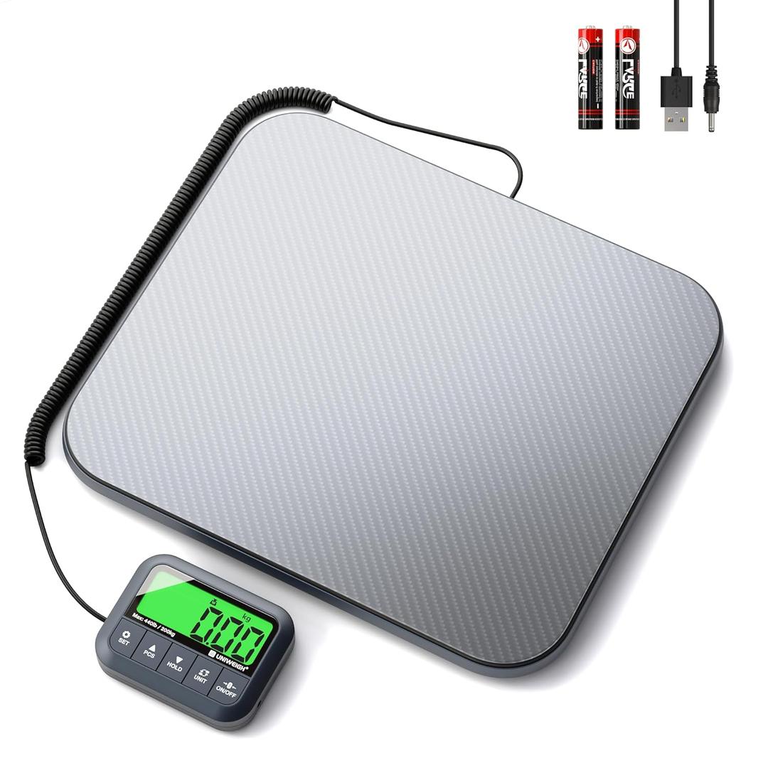 UNIWEIGH Digital Postal Scale 440lb,High Accuracy 0.35oz Shipping Scale for Packages with Hold/Tare/Count,Commercial Package Scale for Small Business,Postage Scales for Shipping Packages/Luggage,Grey