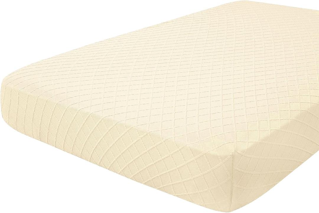hyha Outdoor Couch Cushion Covers, Sectional Couch Sofa Covers Washable, Jacquard Diamond Lattice, Stretch Sofa Seat Cushion Cover for Indoor/Outdoor Patio Furniture (1 Piece for Large, Beige)