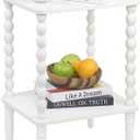 Fultyle White End Table, Small Side Table with Storage Shelf, 2-Tier Modern NightStand for Bedroom, Living Room, Small Spaces (White)