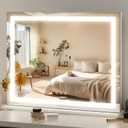 FENNIO 23" x 18" Vanity Mirror with LightsLED Makeup MirrorHollywood Mirror with 3 Color Modes & Adjustable BrightnessVanity Mirror Square White