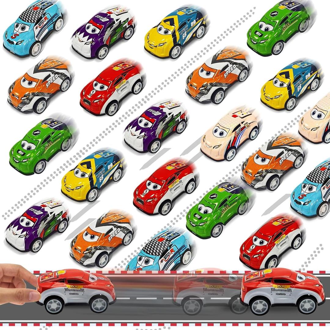AMENON 28 Pack Pull Back Cars Mini Vehicles Toy Easter Gifts for Kids Toddlers School Classroom Party Favor Treasure Box Exchange Prizes Boys Race Cars Girls Goodie Bag Stuffers