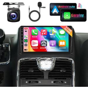 [8 CORE 6G+128G] Car Radio for Dodge Grand Caravan 2011-2020 / for Chrysler Grand Voyager 2011-2015 with Wireless Carplay/Android Auto, Android 13 IPS Car Stereo, Bluetooth, GPS, WiFi, + Backup Cam