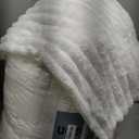 Bedsure Full Size Comforter Sets - GentleSoft 3 Pieces Double-Side Fleece Fluffy Bright White Comforter Set, Cozy Striped Room Decor Aesthetic, Luxury Full Size Bedding, 2 Pillowcases, 82x86 Inches