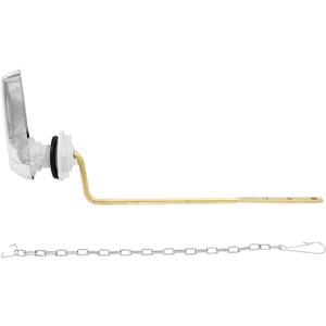 Toilet Handle Replacement Kit - Chrome Finish Tank Flush Lever with Stainless Steel Flapper Chains, Seal Gasket and Nut, Universal Toilet Trip Lever (Side Mount)