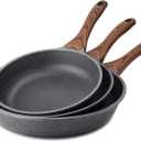 SENSARTE Nonstick Frying Pan Skillets, Swiss Granite Coating Omelette Pans, Healthy Cookware Chef's Pan, Free of Intentionally Added PFOA (9.5+11+12.5 Inch) (Gray)