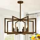 28" Modern Oil-Rubbed Bronze No Assembly Required Chandelier for Dining Room, Bronze Dining Room Light Fixture Over Table, Industrial Metal Hanging Pendant Light for Kitchen Island, Entryway, Foyer