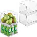 iDesign Open-Front Storage Bin, Set of 4, Clear