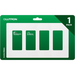 Lutron Claro Light Switch Cover Plate, 4 Gang Wallplate, for Decorator Light Switches, Rocker Light Switch Cover, Outlet Cover, Screwless Switch Plate Cover, Gloss, CW-4-WH, White