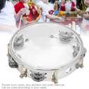 8in Tambourine Adjustable Tone Hand Drum Hand Held Percussion Educational Musical Instrument with Double Row Jingle Bells and Drum Key Transparent