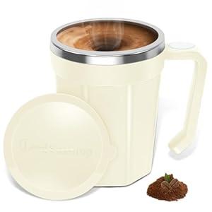 LeadYuantop Self Stirring Coffee Mug, 18 oz Automatic Magnetic Electric Mixing Cup Stainless Steel Travel Cup for Coffee, Chocolate, Milk, Tea, Office, Home, Kitchen (White)