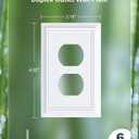 6-Pack Duplex Outlet Cover Plate, Decorative Pure White Switch Plates and Outlet Covers, Natural Bamboo Fiber Wall Plates for Electrical Outlets, 1 Gang Receptacle Cover, Corrosion Resistant