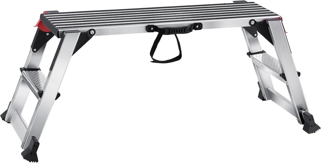 VEVOR Folding Work Platform, 40x12x20 Inch Aluminum Drywall Stool Ladder, 660 lbs Load Capacity Heavy Duty Work Bench w/Non-Slip Feet, Ideal for Washing Vehicles, Cleaning, Painting, Decorating