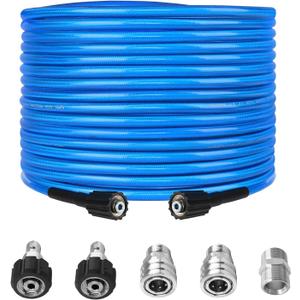 High Pressure Washer Hose 50 FT X 1/4 Inch, Kink Resistant Power Washer Extension Replacement Hose With Heavy Duty M22 Female x 3/8" Quick Connect Kit, 3000 PSI