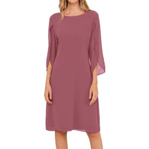 GRACE KARIN Womens Chiffon Dresses Flutter Sleeve Party Wedding Cocktail Dress Size 8 (Pink)