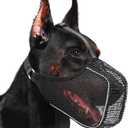Mayerzon Dog Muzzle, Patented Mesh Muzzle with Panting Room for Large Medium Small Sized Dogs, Soft Mouth Guard to Prevent Biting Eating for Grooming Vet Visit Walking, Reflective and Full Covered (L [Snout Cir: 10.75-12"], Black)