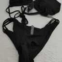 ZAFUL Bikini Bathing Suit Double Straps Thong Swimsuit High Cut Swimwear Black X-Large